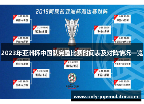 2023年亚洲杯中国队完整比赛时间表及对阵情况一览